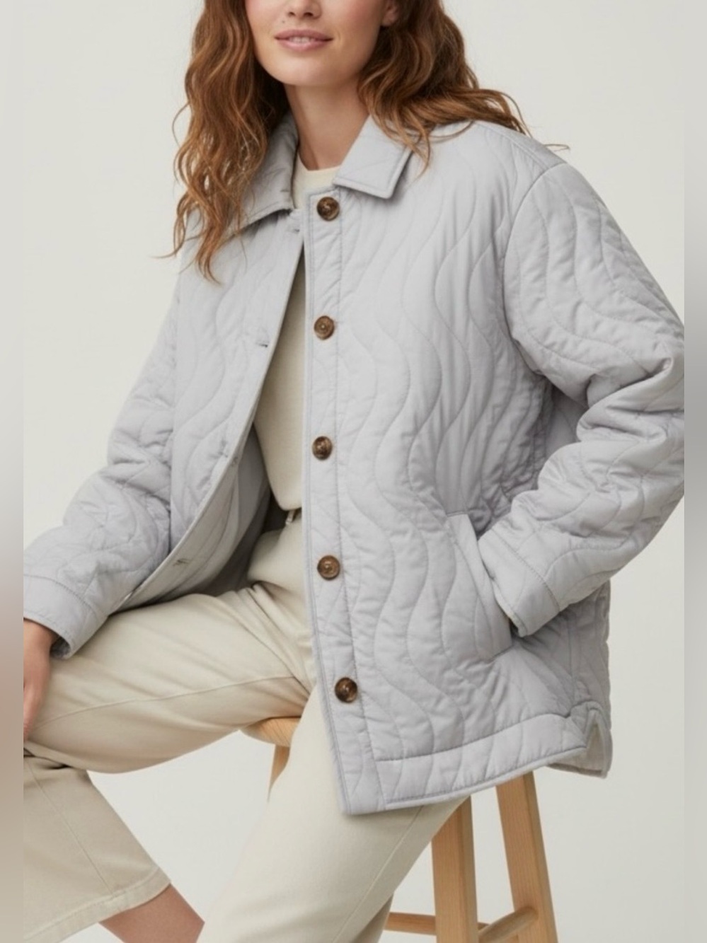 Madewell Quilted Belrose Shirt-Jacket Grey, size XL, like new!